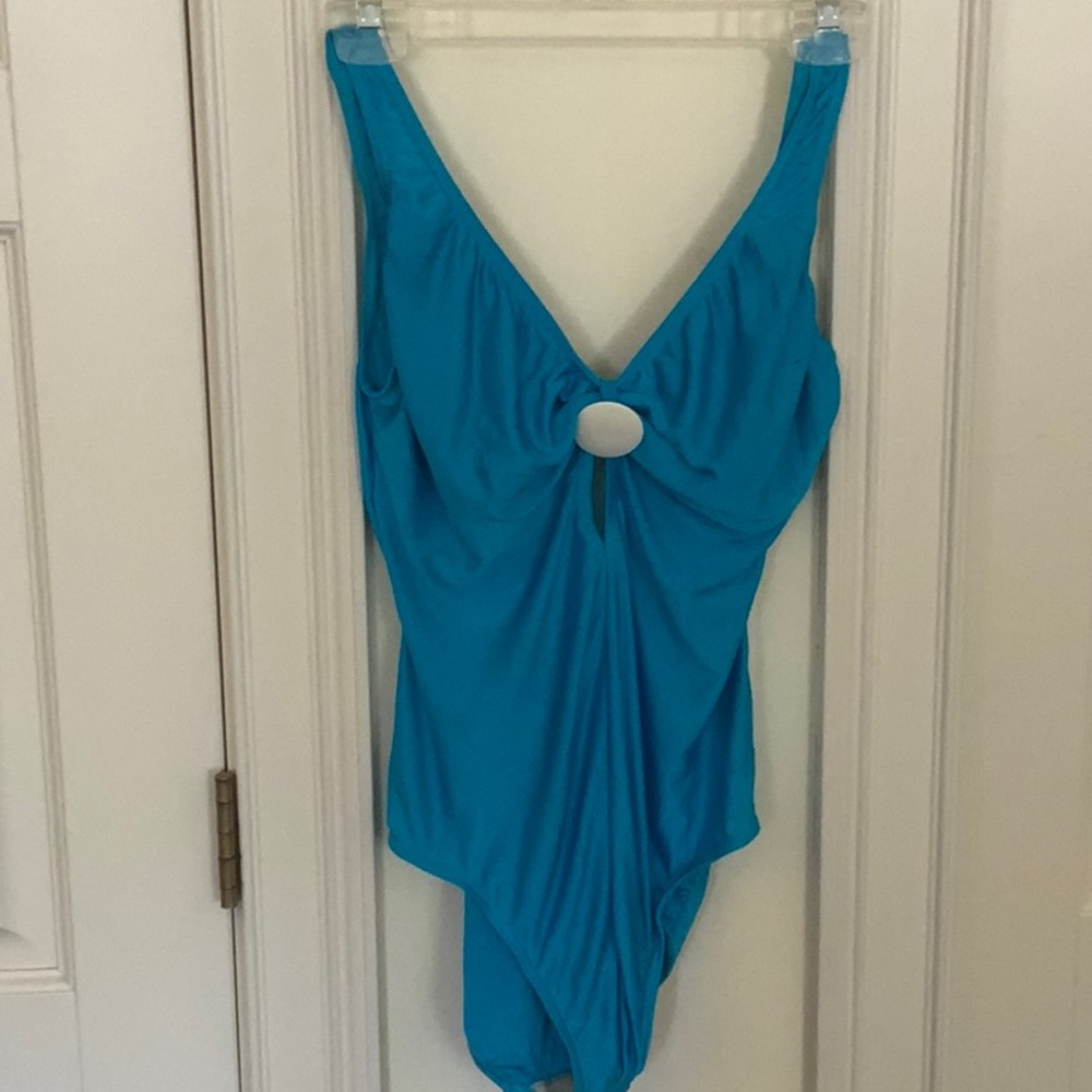 WOMENS AQUA ONE PIECE BATHING SUIT BY CHRISTINA NWOT
